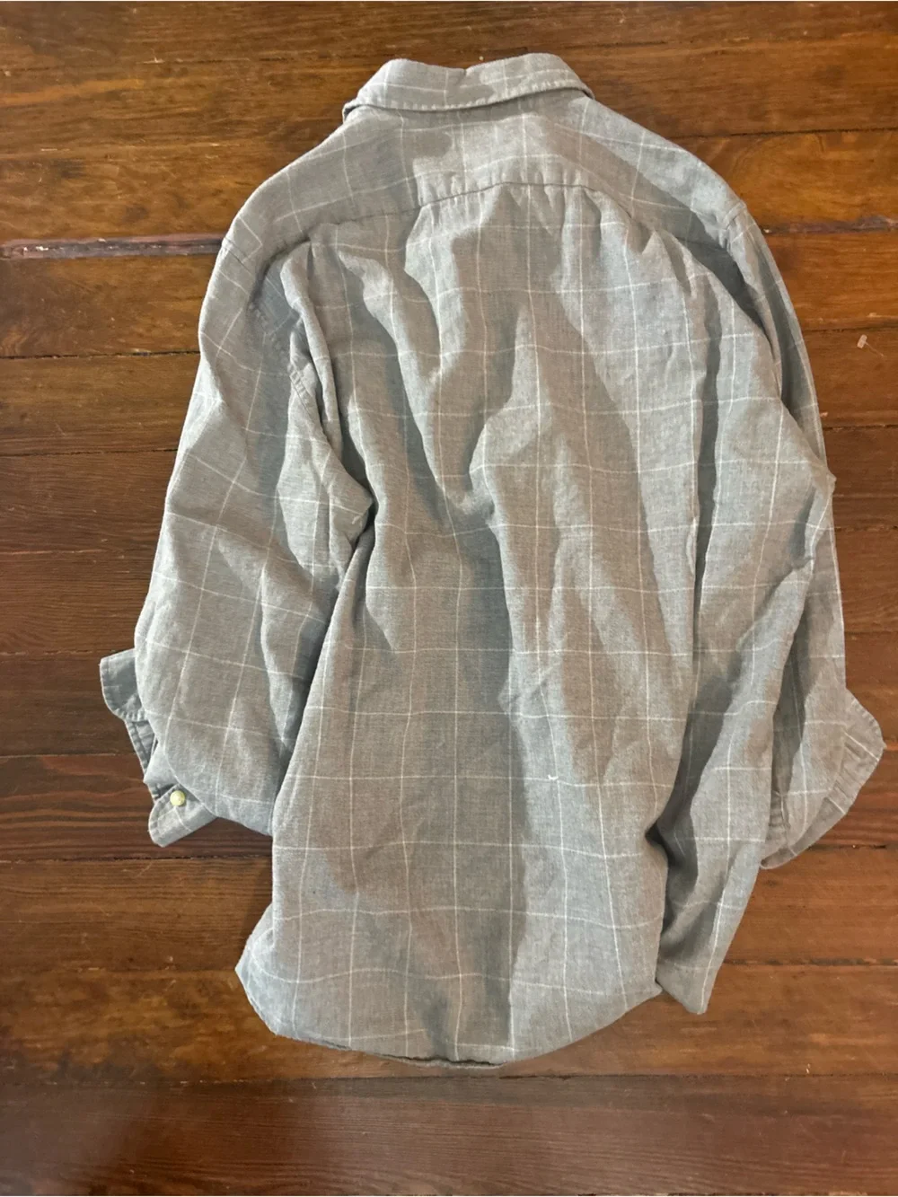 J. Crew gray white square long sleeve button down shirt size L tall